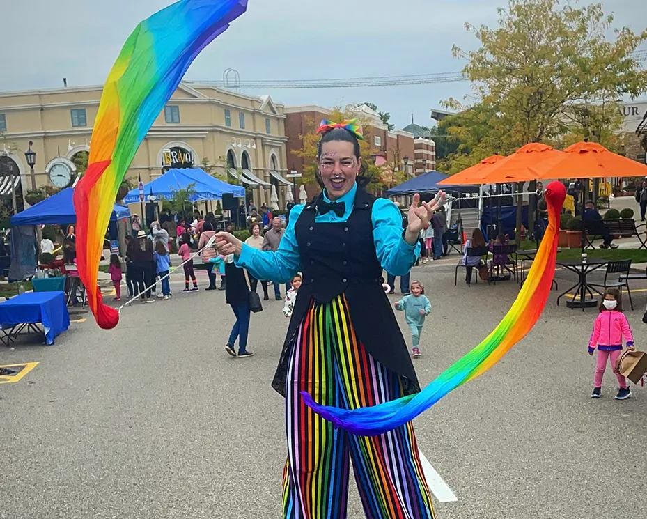 Performer entertaining a crowd