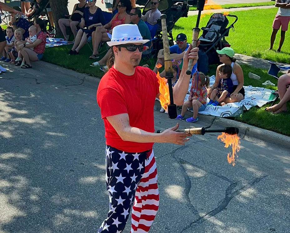 Performer entertaining a crowd