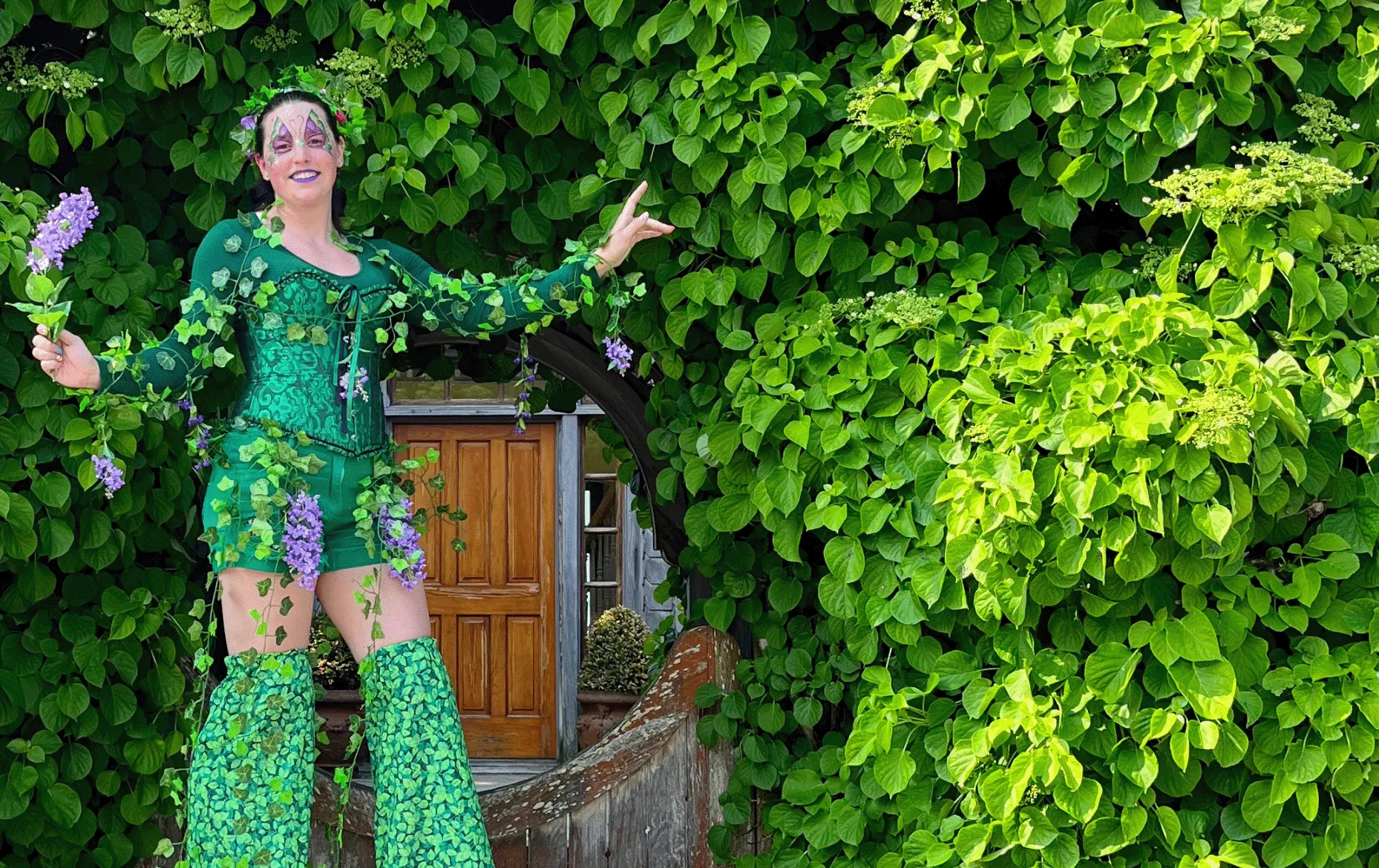 Female in green costume